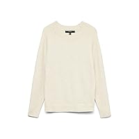 VERO MODA Vmdoffy Ls O-neck Blouse Noos Bianco sporco Beige (Birch Detail: Melange)