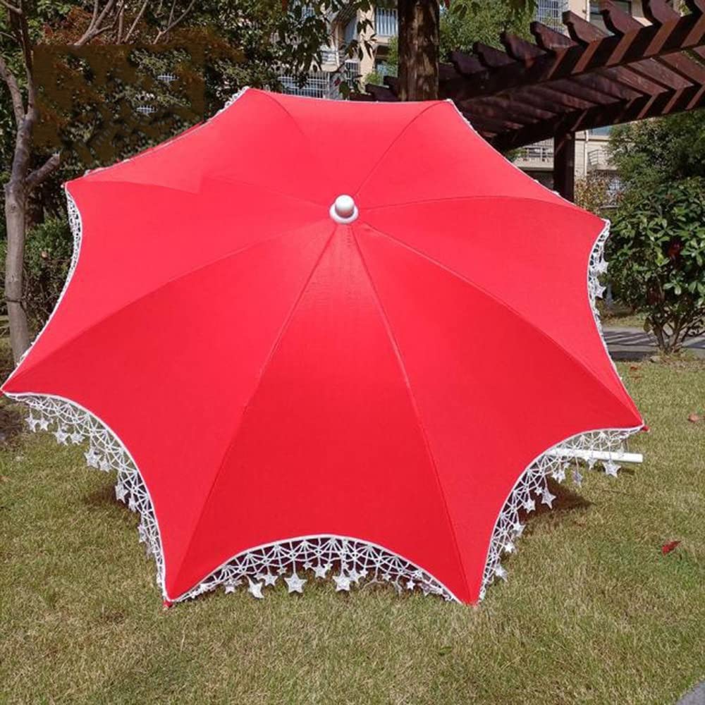 XFAK Sombrilla 140cm Sombrilla De Jardín Parasol Exterior Sombrilla De Playa Desmontable Sombrilla Terraza Pequeña Parasol para Boda，Rojo (Size : Parasol+Bracket)
