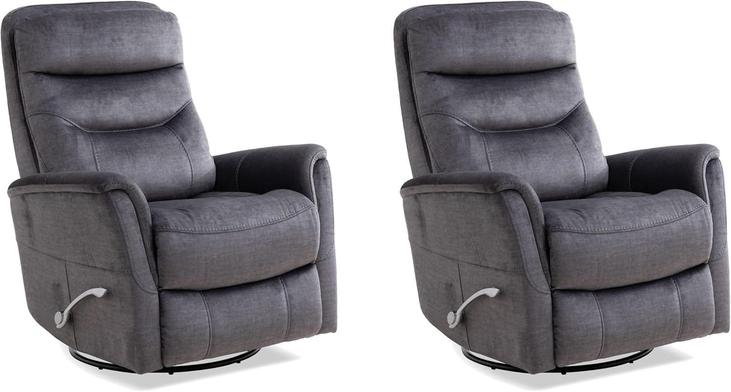 Parker Living Gemini - Capri Charcoal Swivel Glider Recliner Two Pack Recliner Chair Nursery Glider Nursing Armchair 100% Polyester Comfortable Reclining Chairs