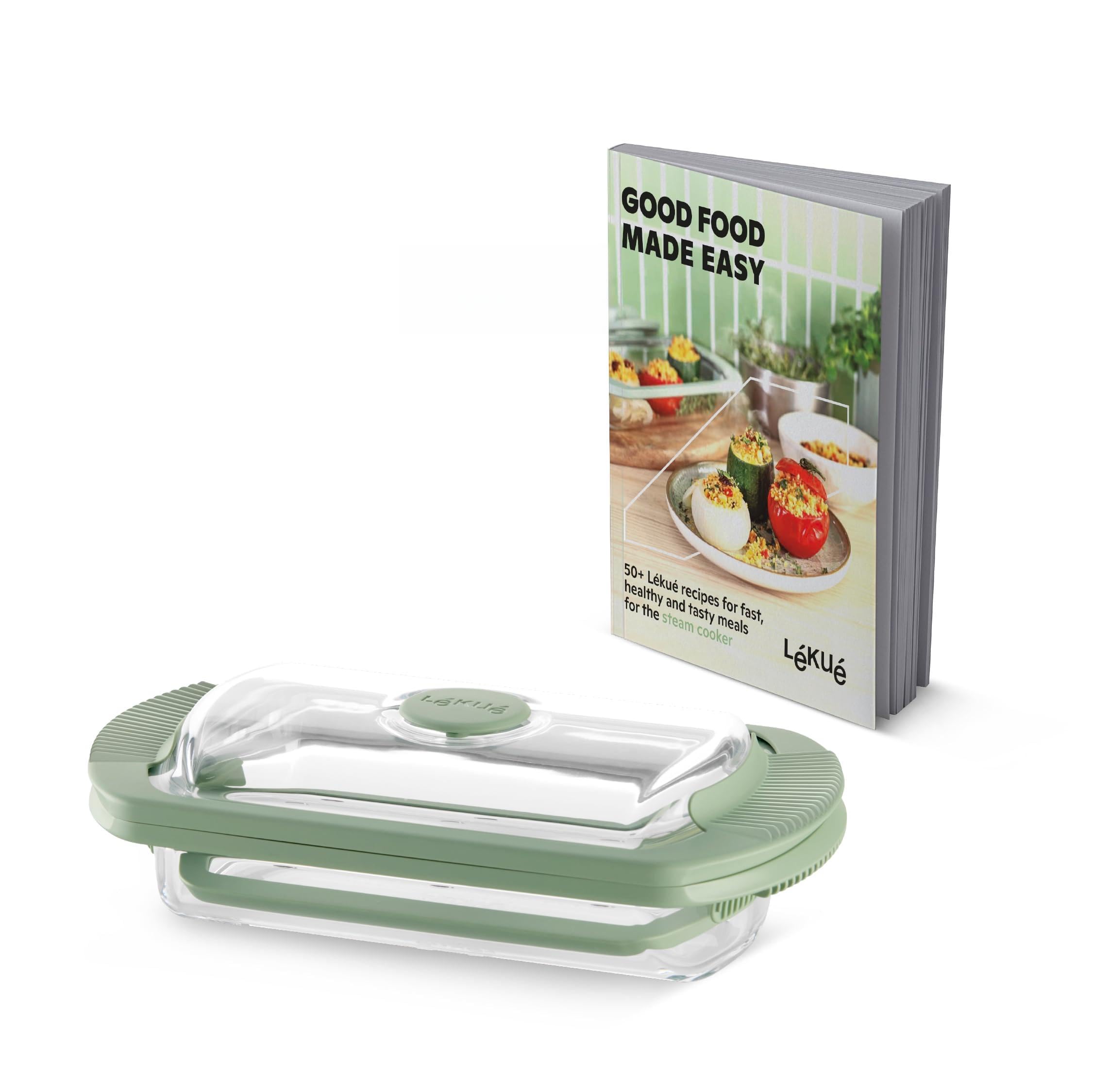 Lékué Glass Steam Cooker and Recipe book Set, 2p, English