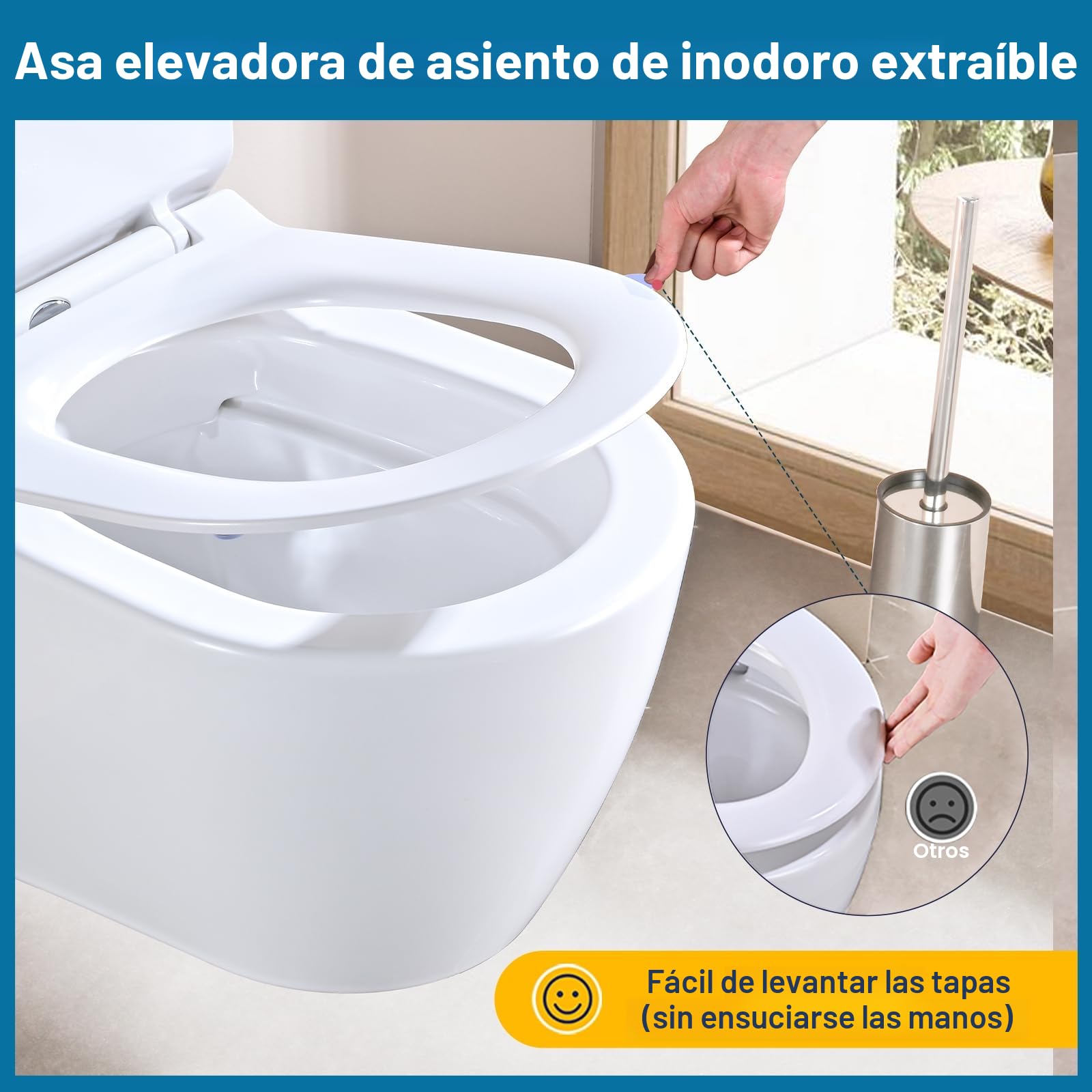 Tavoletta WC [CORTO] Ultra Sottile D Forma, Sedile WC Urea-Formaldeide Chiusura Ammortizzata con Sgancio Rapido a un Pulsante, Bianco,42,5 * 34,5CM