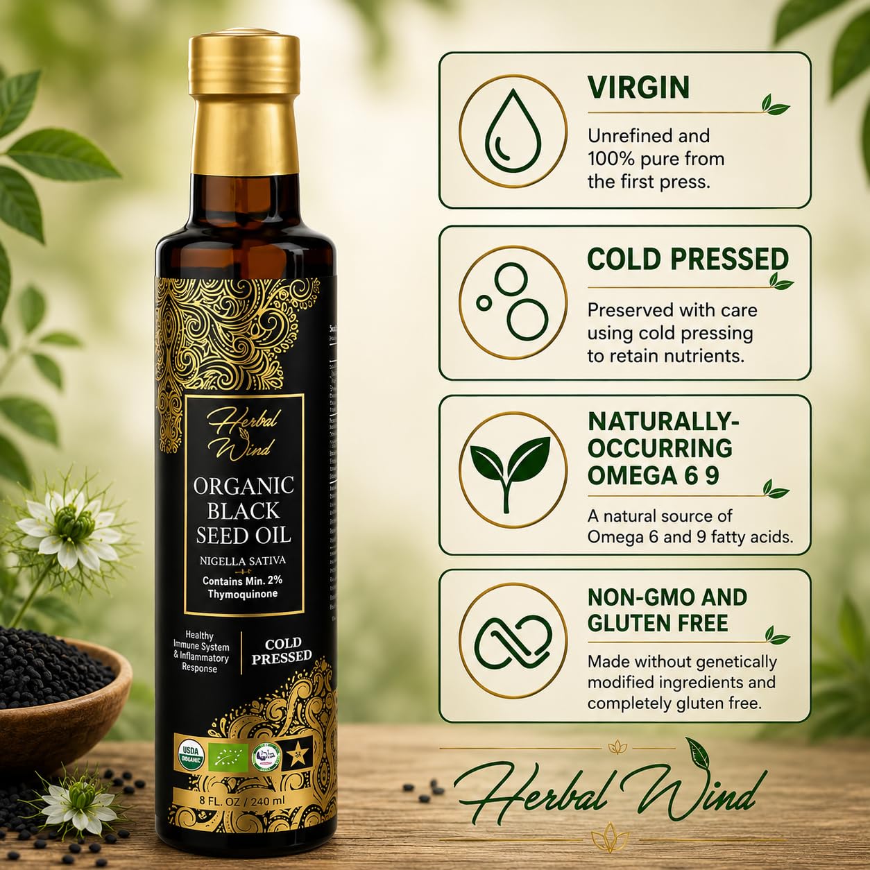 Amazon.com: Herbal Wind Black Seed Oil: Cold Pressed USDA Organic