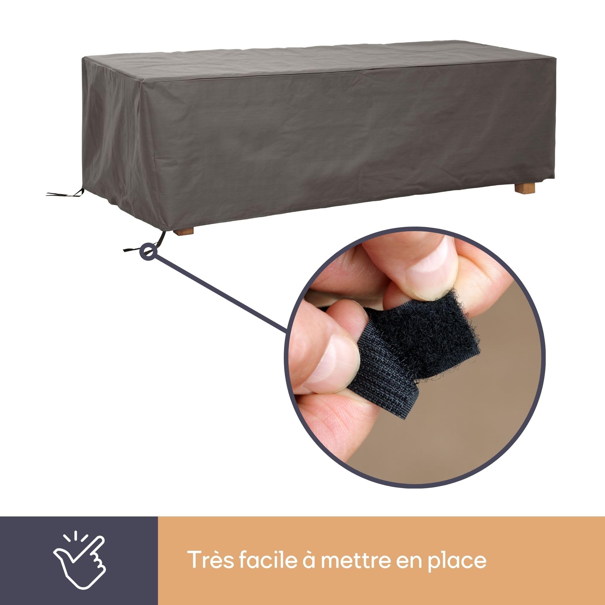 Perel Housse de table extérieure 305 x 110 x 75 cm, étanche et résistante aux UV, protection durable pour tables de jardin jusqu’à 300 cm, matériau solide contre la pluie, la saleté et le soleil