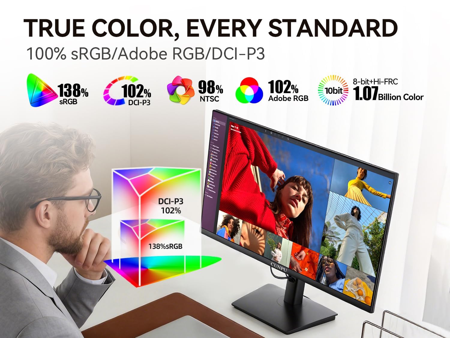 Amazon.co.jp: CUNPU 24インチ 4K UHD プロフェッショナルモニター、ΔE