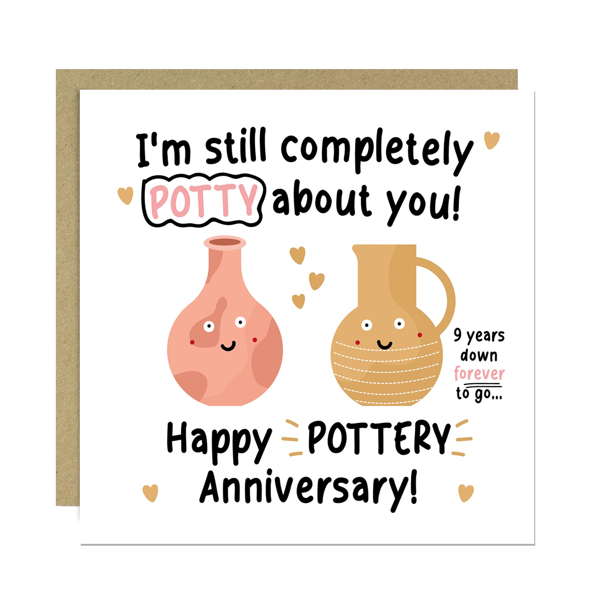 RED OCEAN Funny Pottery Anniversary Card For Husband Wife 9th Anniversary Card Ninth Anniversary For Him 9th Anniversary For Her Him With Envelope