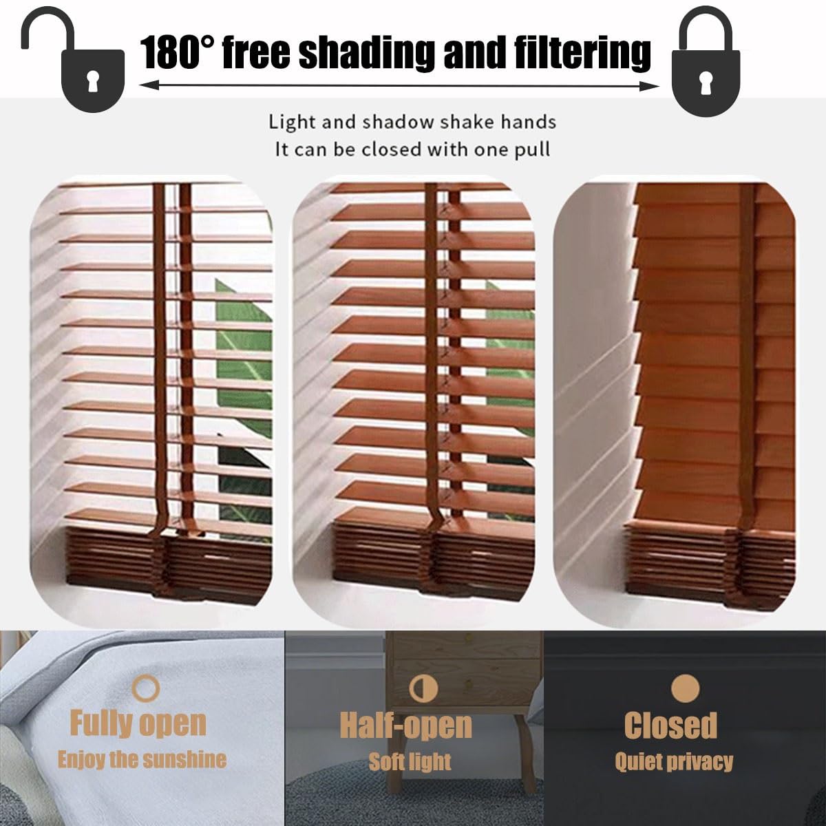 Amazon.com: Cordless Window Blinds Indoor Faux Wood Blind 16