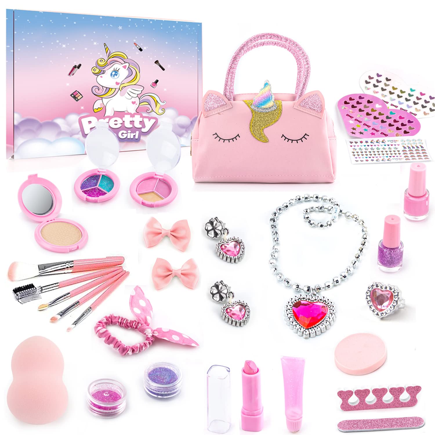 Kids Makeup Kit for Girl Makeup Kit Toys for Girls Play Real Makeup Girls Toys Washable Make Up for Little Girls Non-ToxicToddlers Pretend Makeup Cosmetic Kits,Age 3+Year Old Children Gift