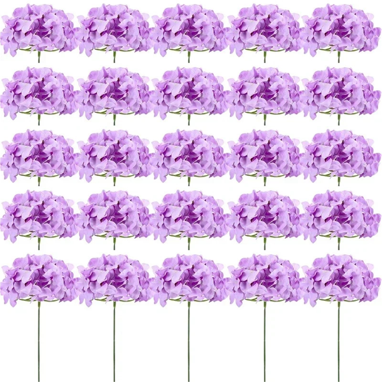 Dcrxz Artificial Flowers 10PCS Hydrangea Artificial Flowers Silk Hydrangea Heads Flowers for DIY Wedding Centerpiece Home Party Decoration(10pcs Purple)