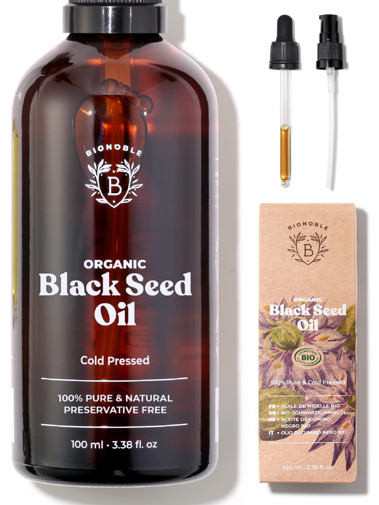 Buy Bionoble Pure Black Seed Oil, Cold Pressed 100ml Glass bottle