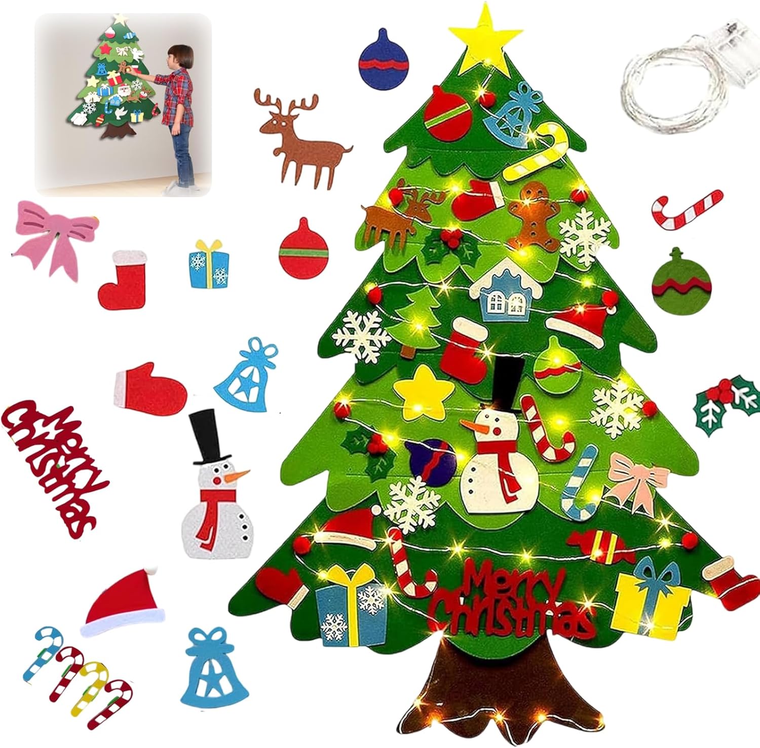 montessori felt christmas tree for toddlers diy felt christmas tree set with 32 ornaments for kids toddlers home wall hanging felts christmas craft kits xmas decoration party supplies