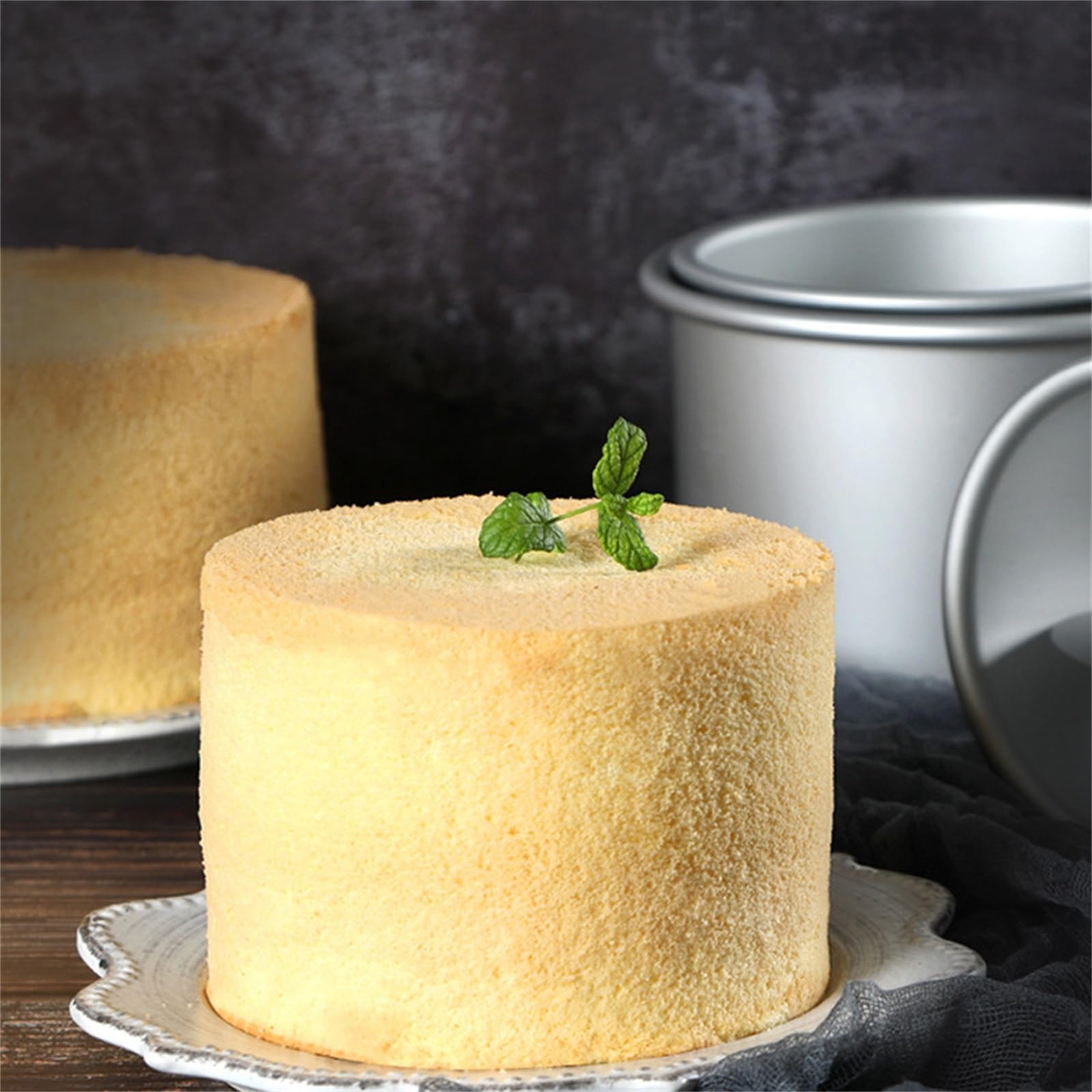 Backform für Kuchen Aluminiumlegierung, flacher Rand, gerade, erhöhte Kuchenformen, Mousse-Kuchenformen, Live-Boden-Kuchenformen, 4/6/8 Zoll, 3-teiliges Set