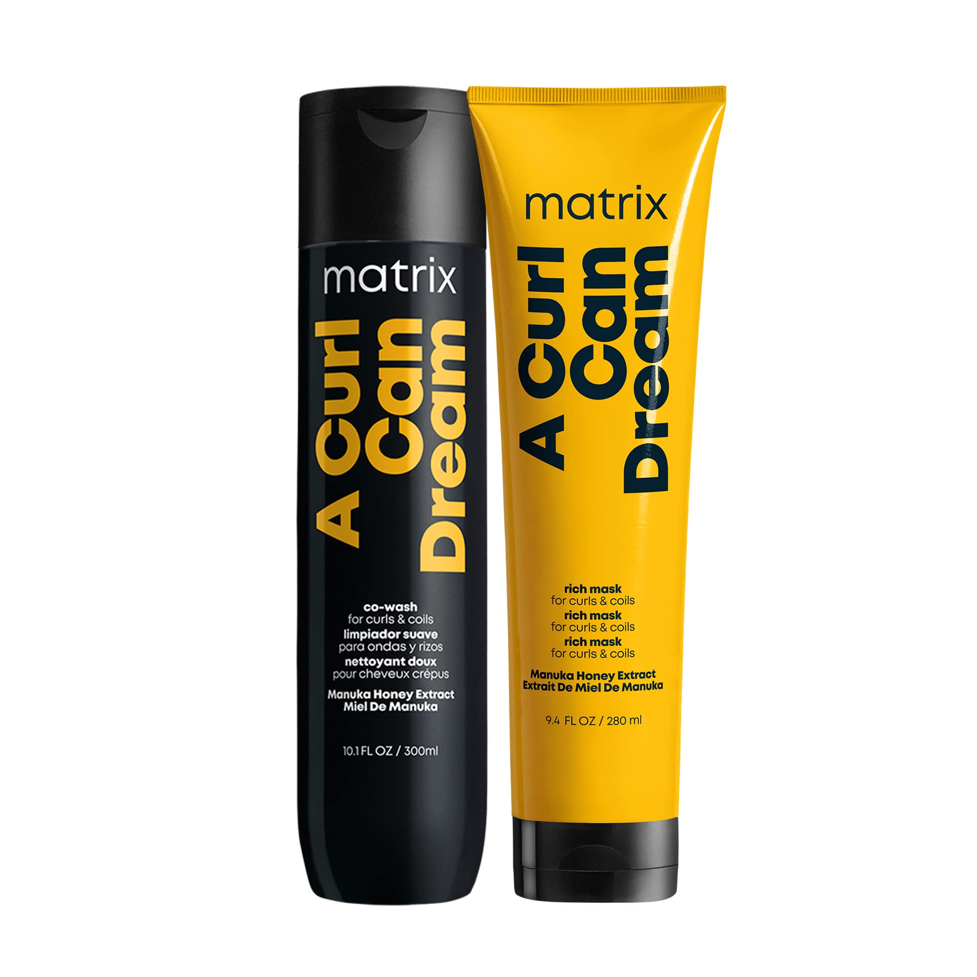 MatrixA Curl Can Dream Co-Wash Cleansing Conditioner and Rich Hair Mask Set For Curly & Coily Hair, Revives & Defines Curls Between Washes, With Manuka Honey Extract