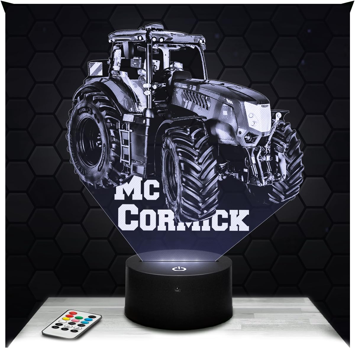 Lampephoto.fr - Tractor MCC. 3D Lamp, Night Light 3D LED Illusion Lamp, Miniature Collection 1:32, Agricultural Tractor Object, Farmer Gift Idea, Night Light for Children's Bedroom, Christmas, Gift