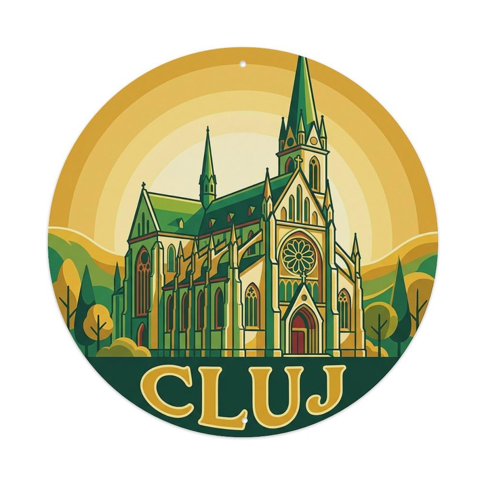 Romania Retro Travel Cluj Vintage Metal Tin Sign Plaque Wall Decor for Cafe, Club Bar, Office, Garden Metal Poster 8x8Inch