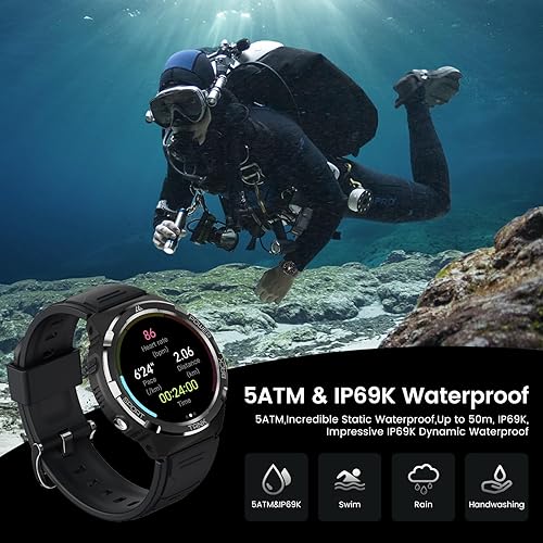 Miniatura 6 de AMAZTIM Reloj inteligente, resistente al agua hasta 164.0 ft, batería extra larga de 50 días, resistente militar (respuestallamadas de marcación),