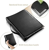 Vista 2 de Eastar ESMF-1 Carpeta de cuero para partituras, nueva versión con 3 anillos, carpeta de 13.5" x 10.5" para conciertos y coros con correa elástica