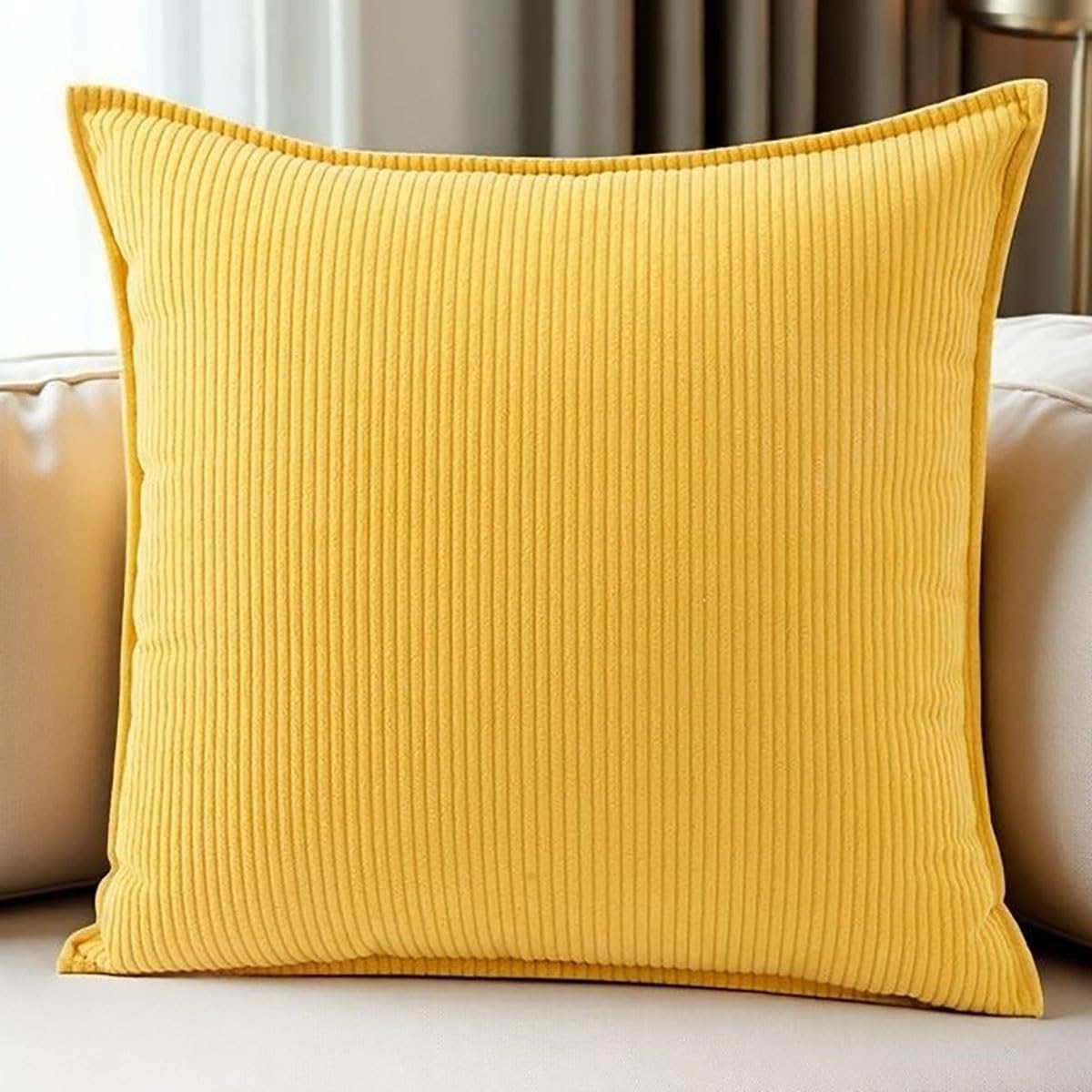 SWJ-swjssb Extra Large Pillow Cases With Zipper, Decorative Cushion Covers, Square Rectangle King Size Pillow Covers Corduroy Pillowcase For Couch Sofa Bed Room Pillows Case(Lemon yellow,20x30 cm) — image 1
