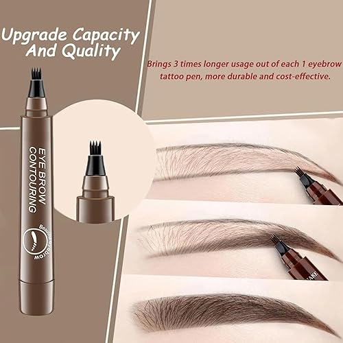 Miniatura 5 de Lápiz de contorno de cejas, 2 lápices moldeadores de cejas marrón oscuro, lápiz mágico para cejas, lápiz de cejas de precisión de cuatro cabezales,