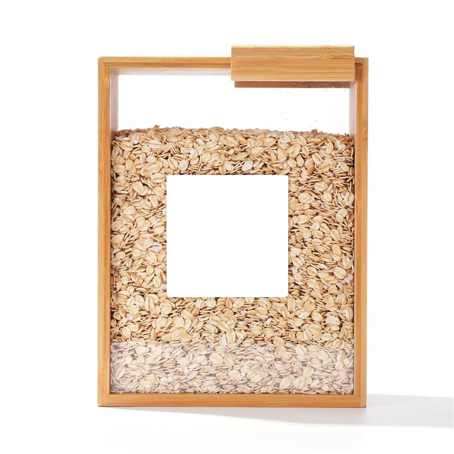 Twinice Bamboo Food Dispenser with Lid, 2 L, Cereal Container, Rice, Flour and Snack, Kitchen Organizer