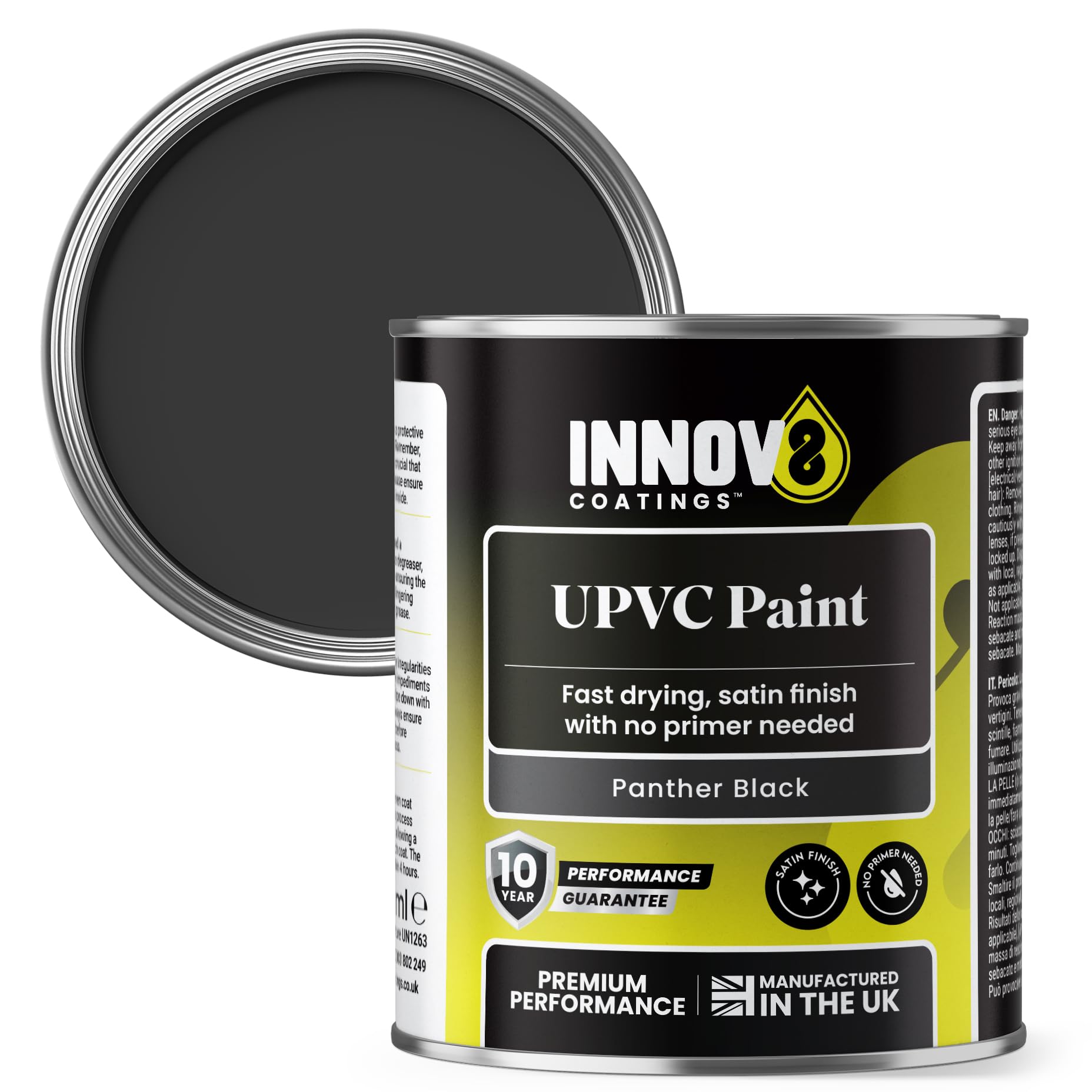 INNOV8 COATINGS uPVC Paint - 250 ml - Satin Finish (Panther Black)