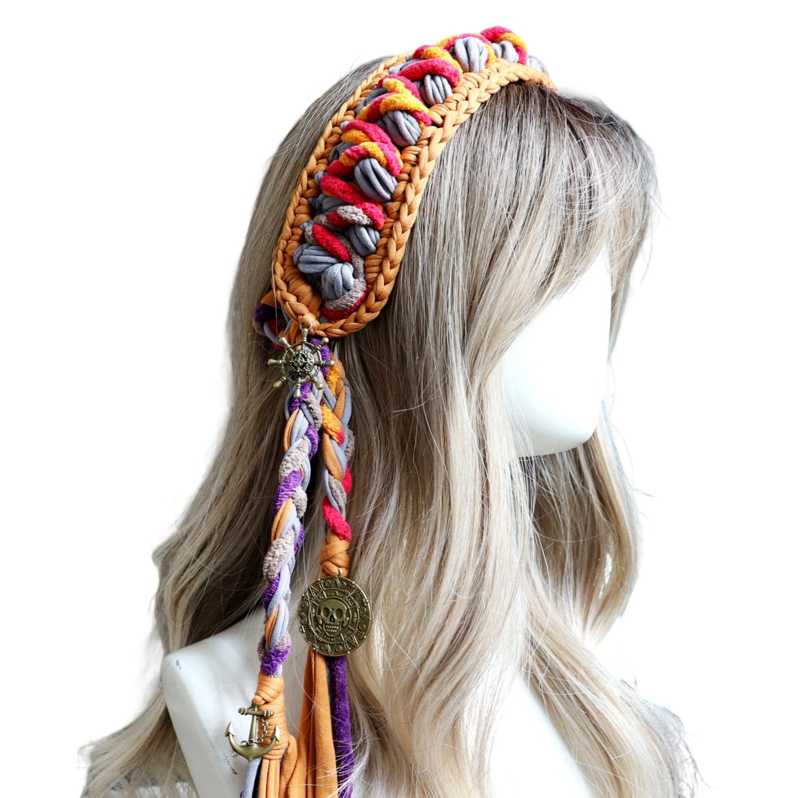Fentency French Country Cottagecore Knitted Hippie Headband Knitted Bandana For Women Beach Travel Hair Accessories