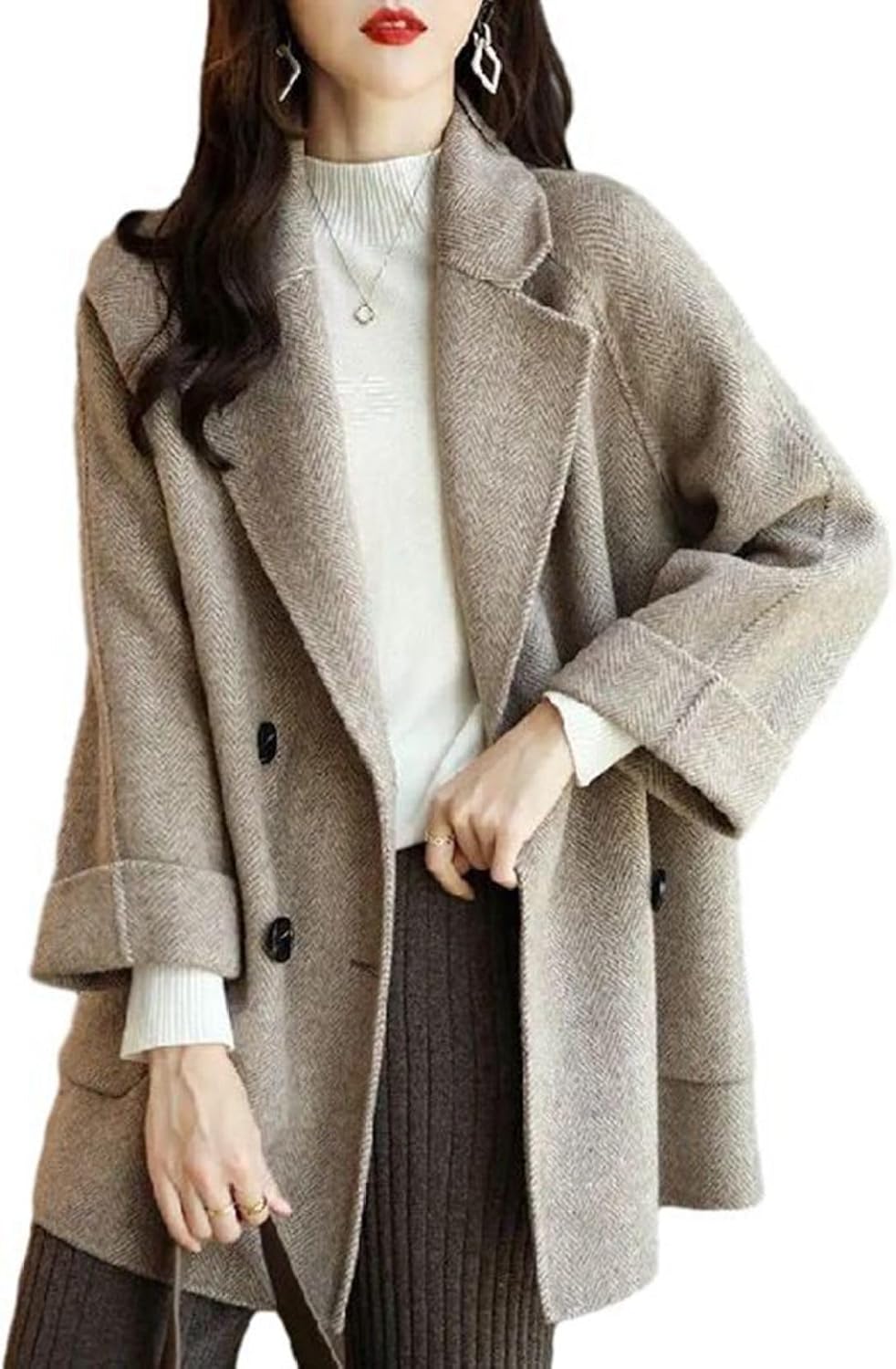 [RAMEMO] レディース チェスターコート ラシャコート テーラード ビジネスジャケット ミドル丈 ショールカラー ショート ダ