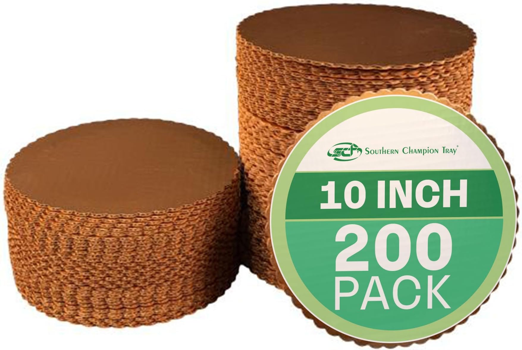 1615 10" Sturdy Corrugated Single Wall Cake Circle, Greaseproof, Gold Metallic (Case of 200)