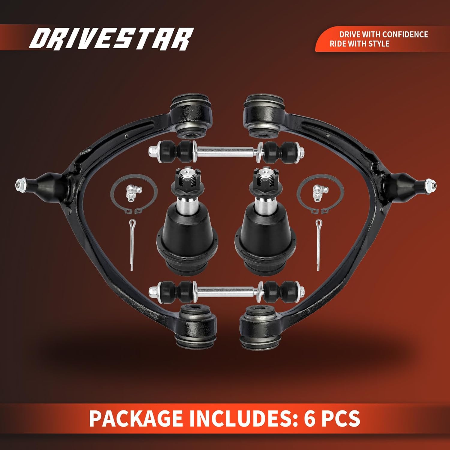Front Upper Lower Control Arm, 2007-2015 for Escalade Avalanche, Silverado 1500, Suburban 1500, Tahoe, Sierra 1500, Yukon, 6PCS