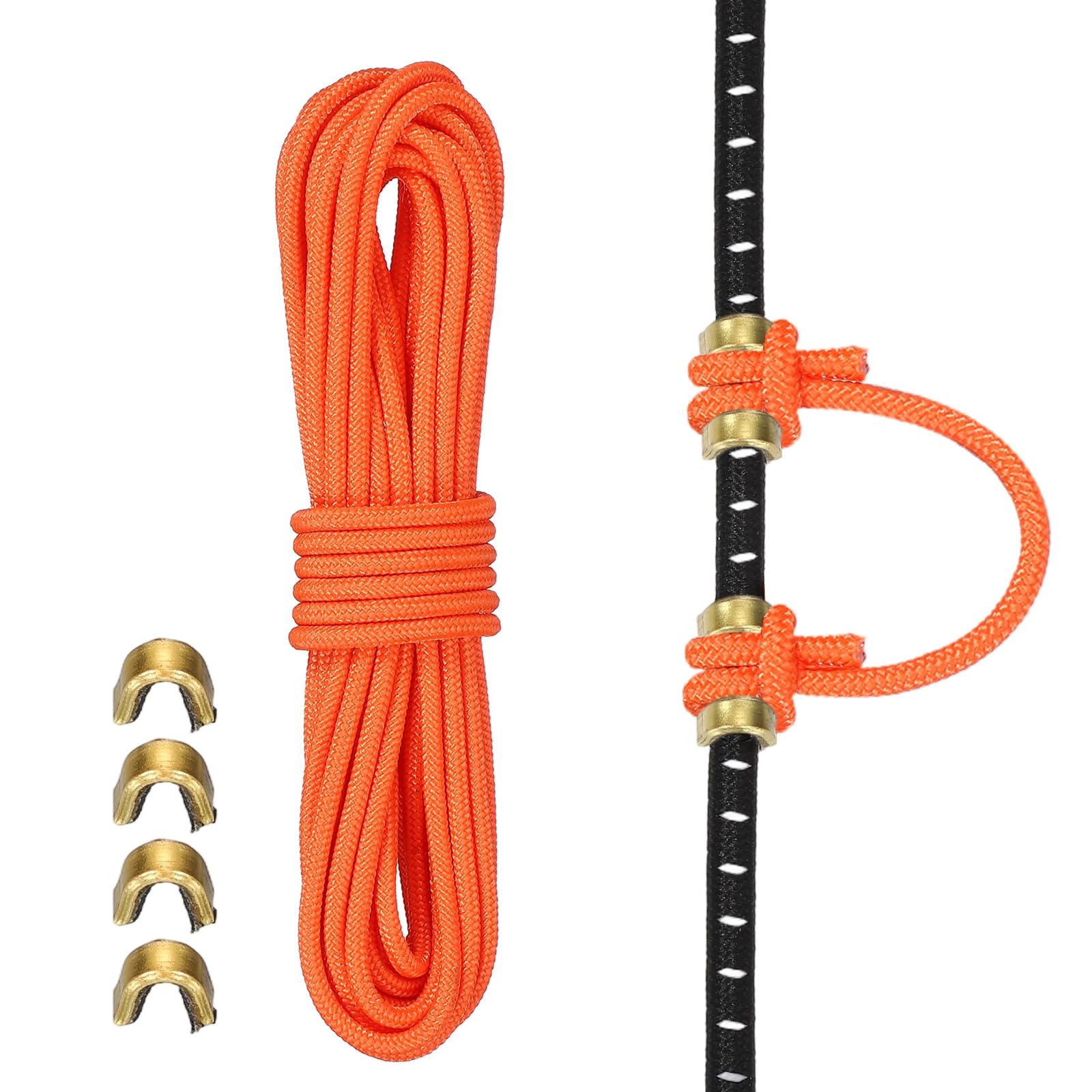 YELARXI Archery D Loop Rope, Bow String D Loop Rope Thread Release Material with Brass Nock Points 10 ft & Orange -Fitting for (Compound Bow Strings/Archery Accessories)