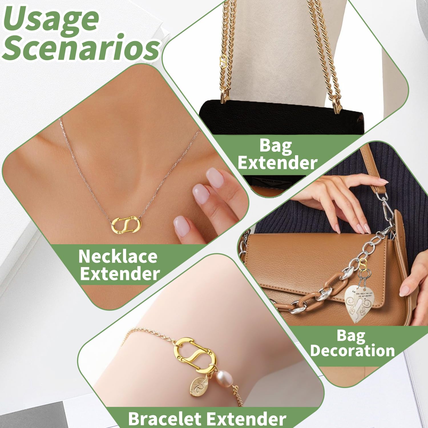 Zythrem 10 Pezzi Chiusura per Collana e Fermagli In Acciaio Inox S Lock Clip per Collana Lucchetto a S Accorciatore per Collane Connettori per Bracciale Argento