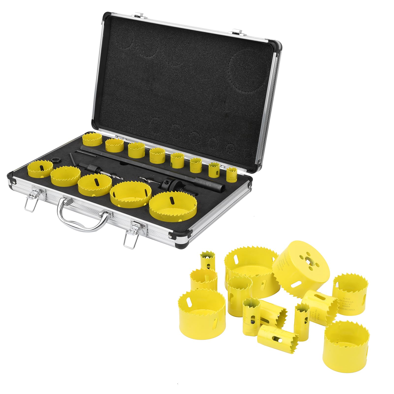 Kit a tazza per carichi pesanti Set di frese a tazza in acciaio ad alta velocità M42 da 19 pezzi con custodia per metallo, legno, plastica, cartongesso, utensili da taglio