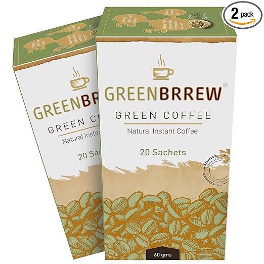 Greenbrrew Instant Green Coffee Premix for Weight Loss (Natural, 20 Sachets), 60g - (Pack Of 2)