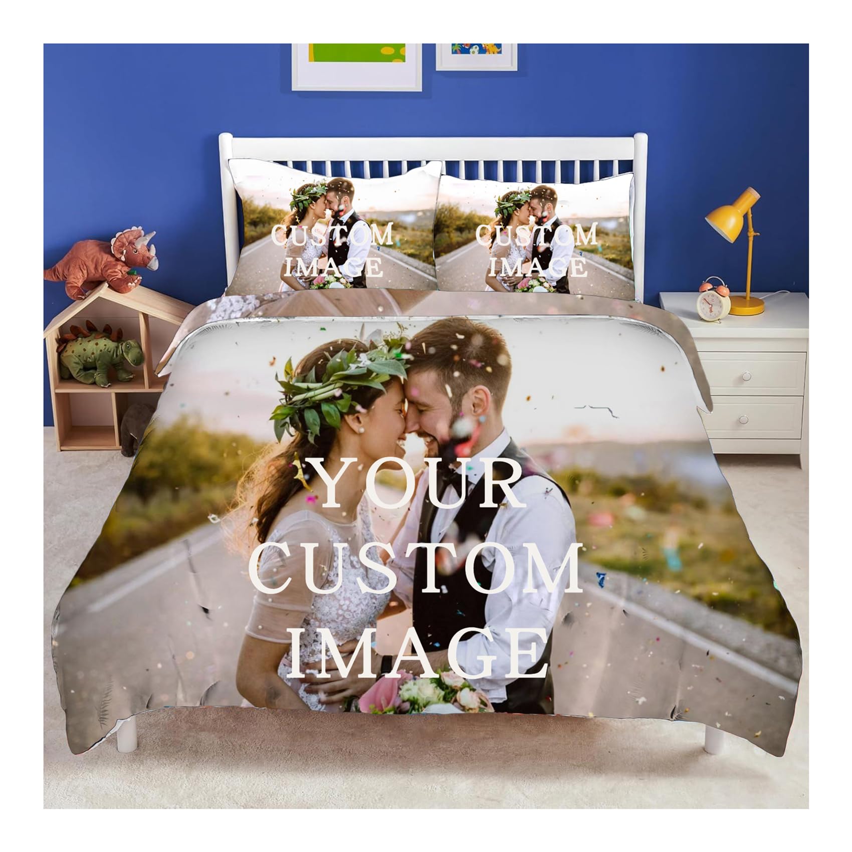 Sponsored Ad – Personalised Bedding Set, Personalized Single Double King Super King Duvet Cover, Custom Duvet cover pillowcase Personalized Photo/Text/Logo, DIY Design Bedding 3D Printed Bedroom Decor