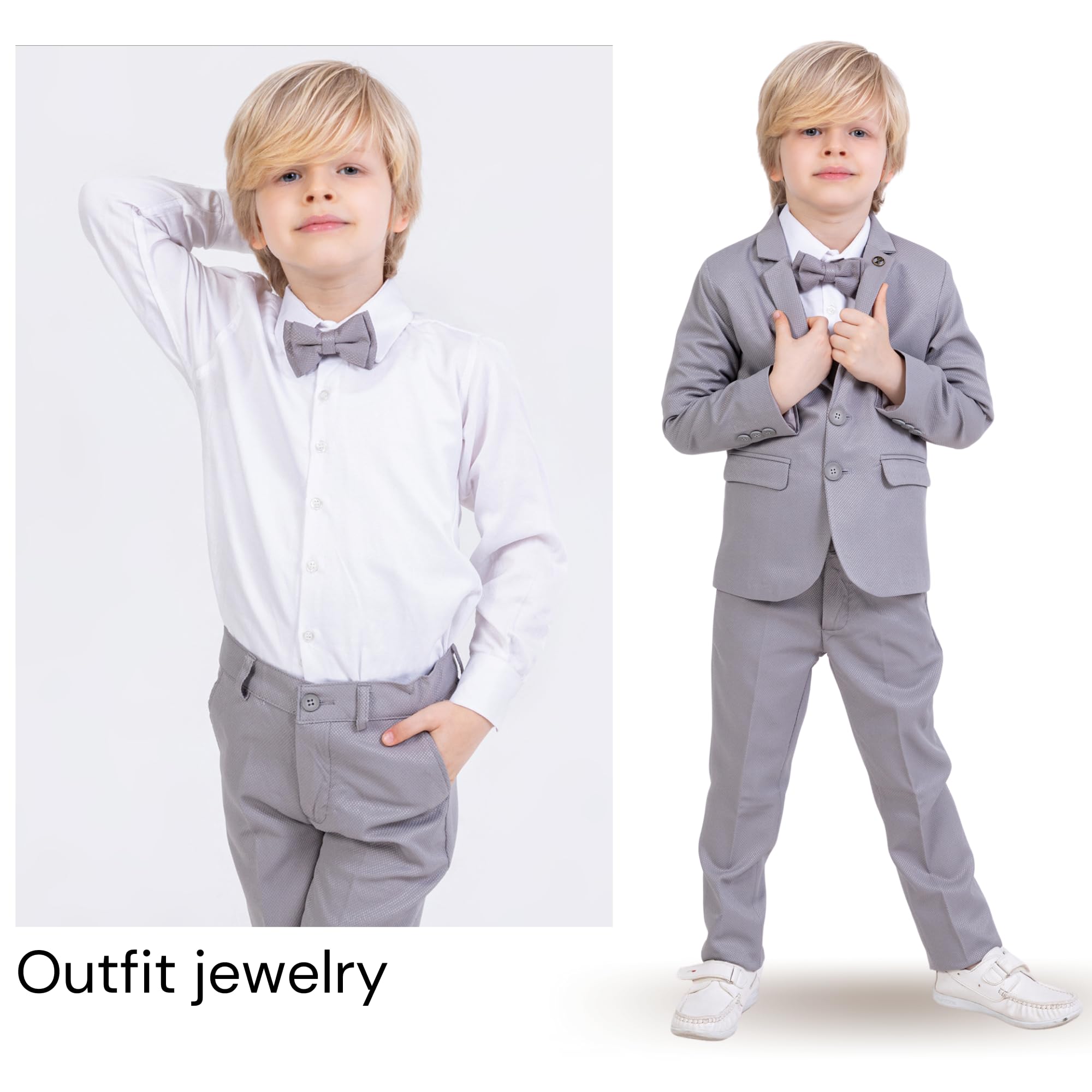 Anzug für Jungen, 5-teiliges Set, Hemd, Hose, Weste, Jacke und Fliege, Party- und formelle Kleidung für Jungen im Alter von 1–13 Jahren