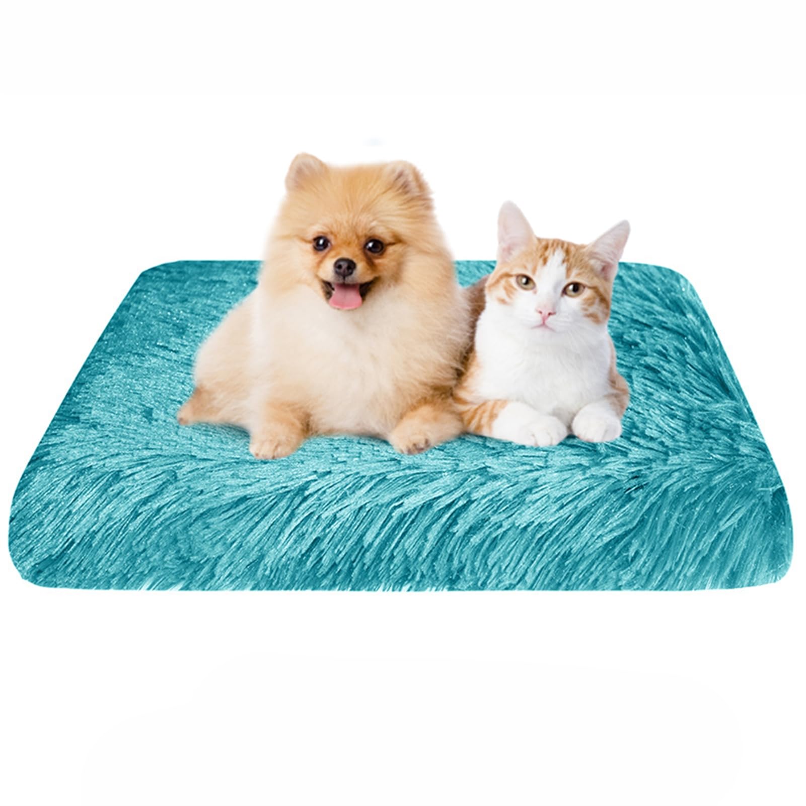 BESTORI Dog Bed Soft Plush Waterproof Lining Dog Crate Pad Mat with Removable Washable Cover Fluffy Anti-Slip Pet Mats for Sleeping Playing, Green 01, 100 x 60 x 7 cm