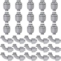 Feotech 30-Pack 1/2 Inch Liquid Tight Connectors - Straight, 90° & 180° PVC Conduit Fittings for Home, Bath, Kitchen Wiring - Gray