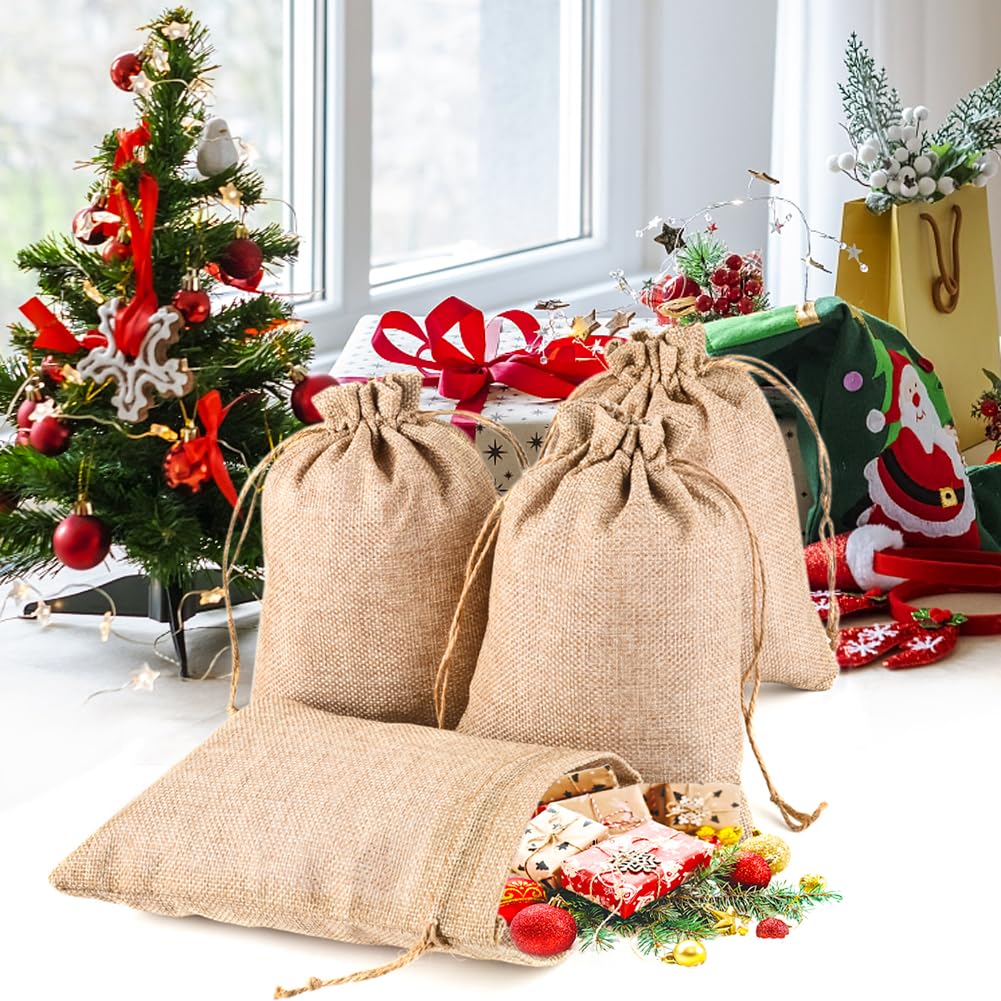 50 Stück Jutesäckchen 20x30cm Geschenktüten Große Jutebeutel Braun
