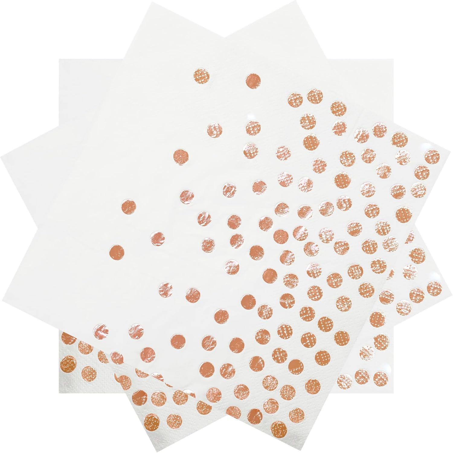 Rose Gold Paper Napkins, 40PCS Party Napkins Cocktail Serviettes Birthday Golden Wedding Anniversary Baby Shower Paper Napkin Gold Dots Bridal Shower Napkin