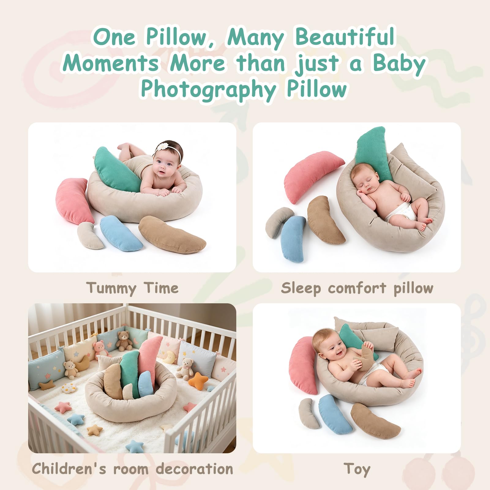 Saut-né pour Nouveau-né La Photographie Posant Un Oreiller Charmant Bel Baby Oreiller Ensemble de Photographies Respirantes Douces Accessoires pour Les Bébés Photographie