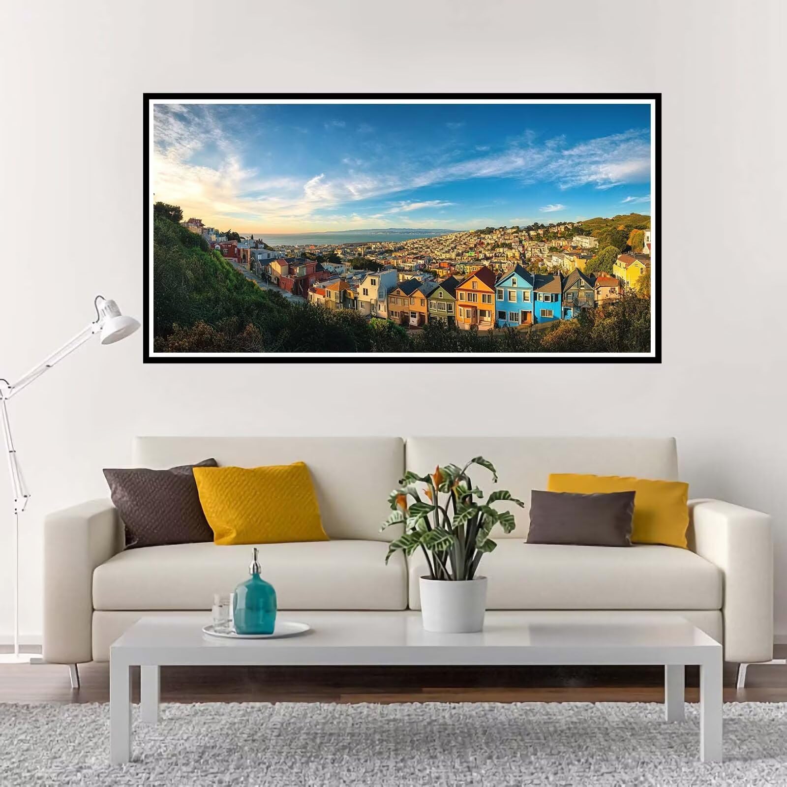 Malen Nach Zahlen Erwachsene Groß Stadt, Malen Nach Zahlen Landschaft ohne Rahmen Inklusive Pinsel und Acrylfarben, DIY Paint by Numbers für Frauen Hobby Bastelset Geschenk, Home Deko 60x120 cm-YH1130