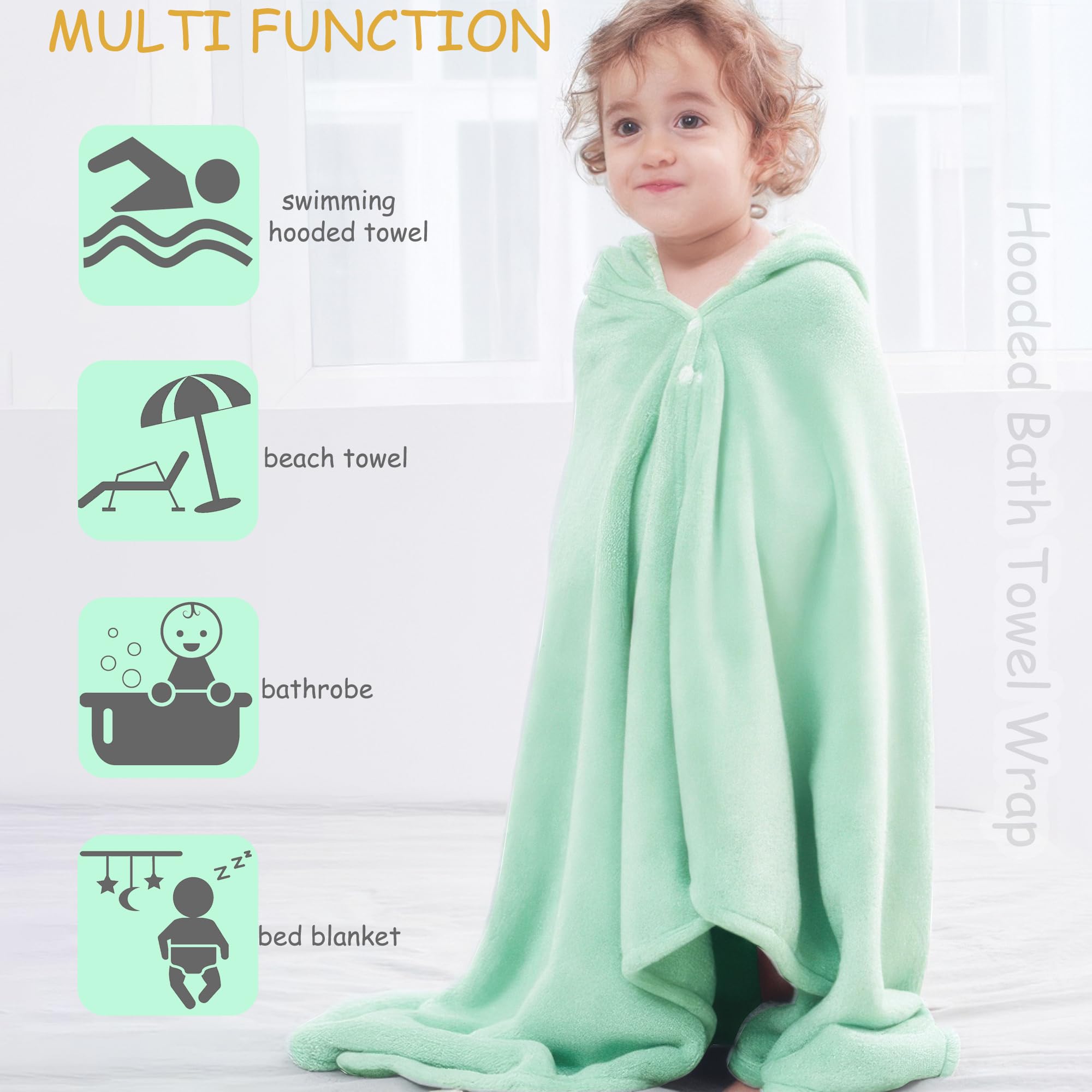 Asciugamani con cappuccio per bambini, a forma di coniglio, ultra morbido, asciugamano assorbente per neonati e bambine