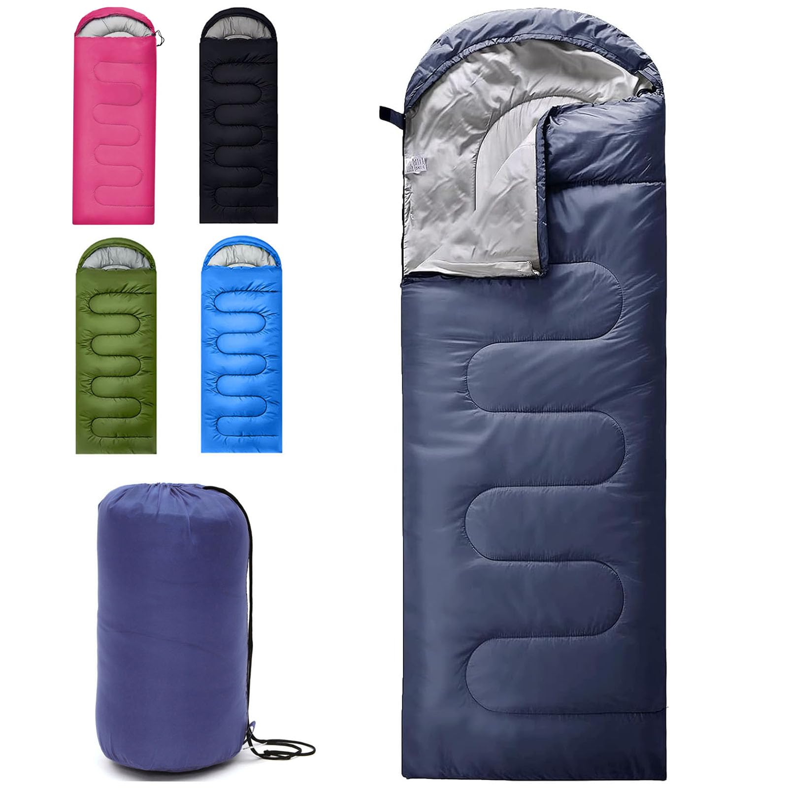 Sleeping Bag for Adults 3-4 Seasons Ultralight, Navy Blue 1.3kg