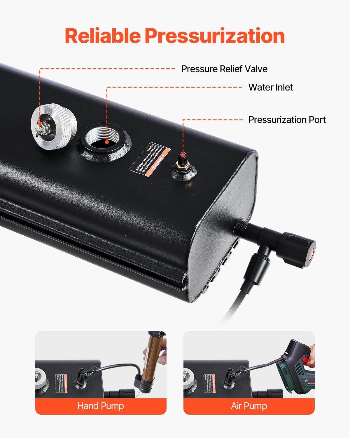 VEVOR Serbatoio dell'Acqua per Portapacchi 17 L, con 2 Pannelli Paraspruzzi e Scanalatura a T, Serbatoio in Alluminio Alta capacità con Porta Pressurizzazione, per Bauli, Roll Bar, Barre Trasversali