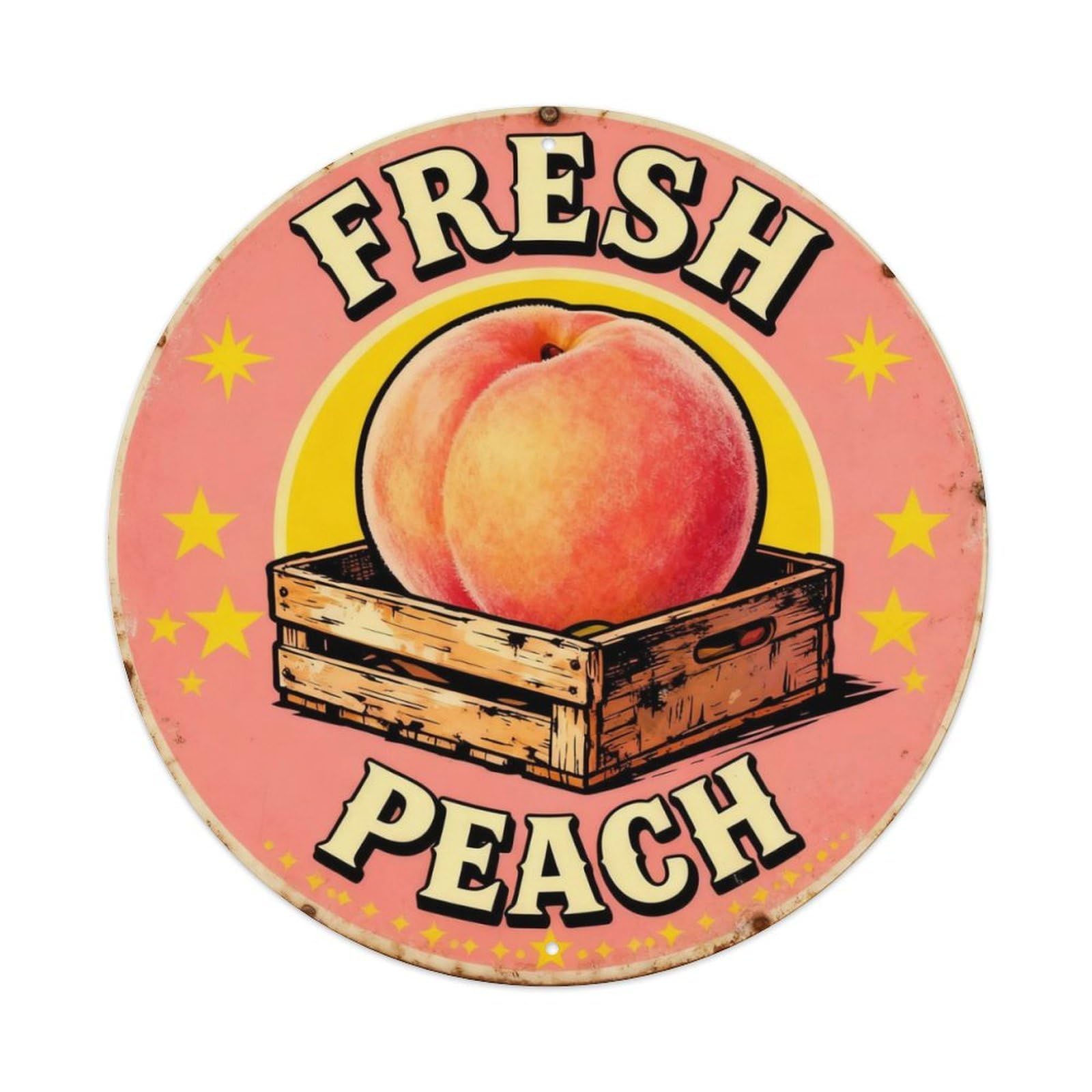 Fresh Peach Orchard Sign Metal Tin Sign Plaque