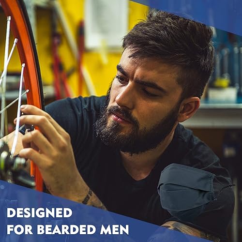 Miniatura 3 de Mascarilla facial para hombres barbudos extra grande XL máscara facial con alambre para la nariz lavable reutilizable transpirable ajustable