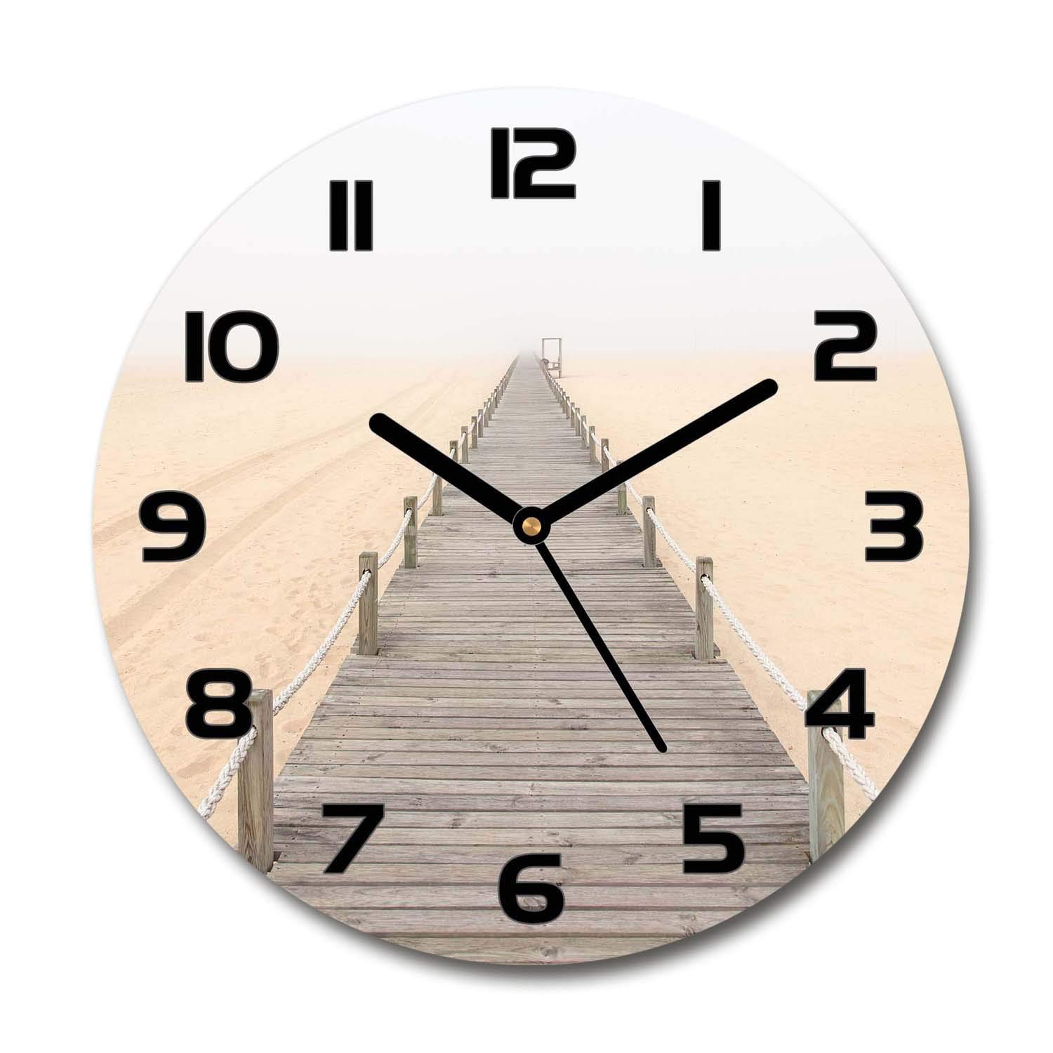 Horloge en Verre 60x60cm Tulup Pendule Murale Silencieuse pour Déco Salon