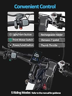 5000W Dual Motor Electric Bike for Adults, 52V 32AH, Up to 90Mile & 45MPH E-Bike All-Terrain Fat Tires Full Suspension 24/26 Inch Electric Bicycles Hydraulic Disc Brake for Snow Wet Road UL2849 by SGS