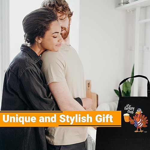 Miniatura 3 de Delantal divertido para hombres y mujeres  Correa ajustable  Delantal de parrilla  Delantal de barbacoa unisex con 3 bolsillos utilitarios