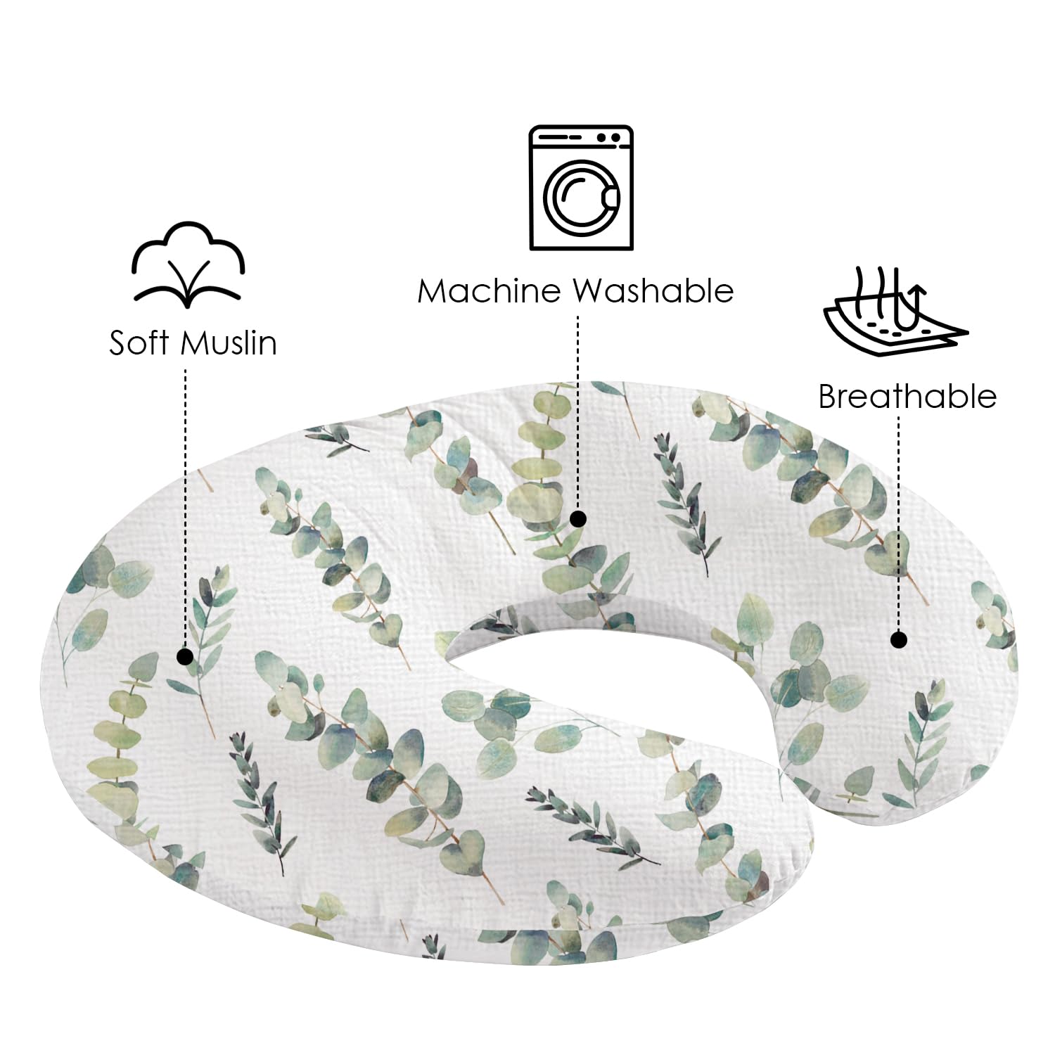 Little Grape Land 2 Pack Nursing Pillow Covers, Stretchy and Soft Nursing Cover for Breastfeeding Muslin Cotton - Image 2