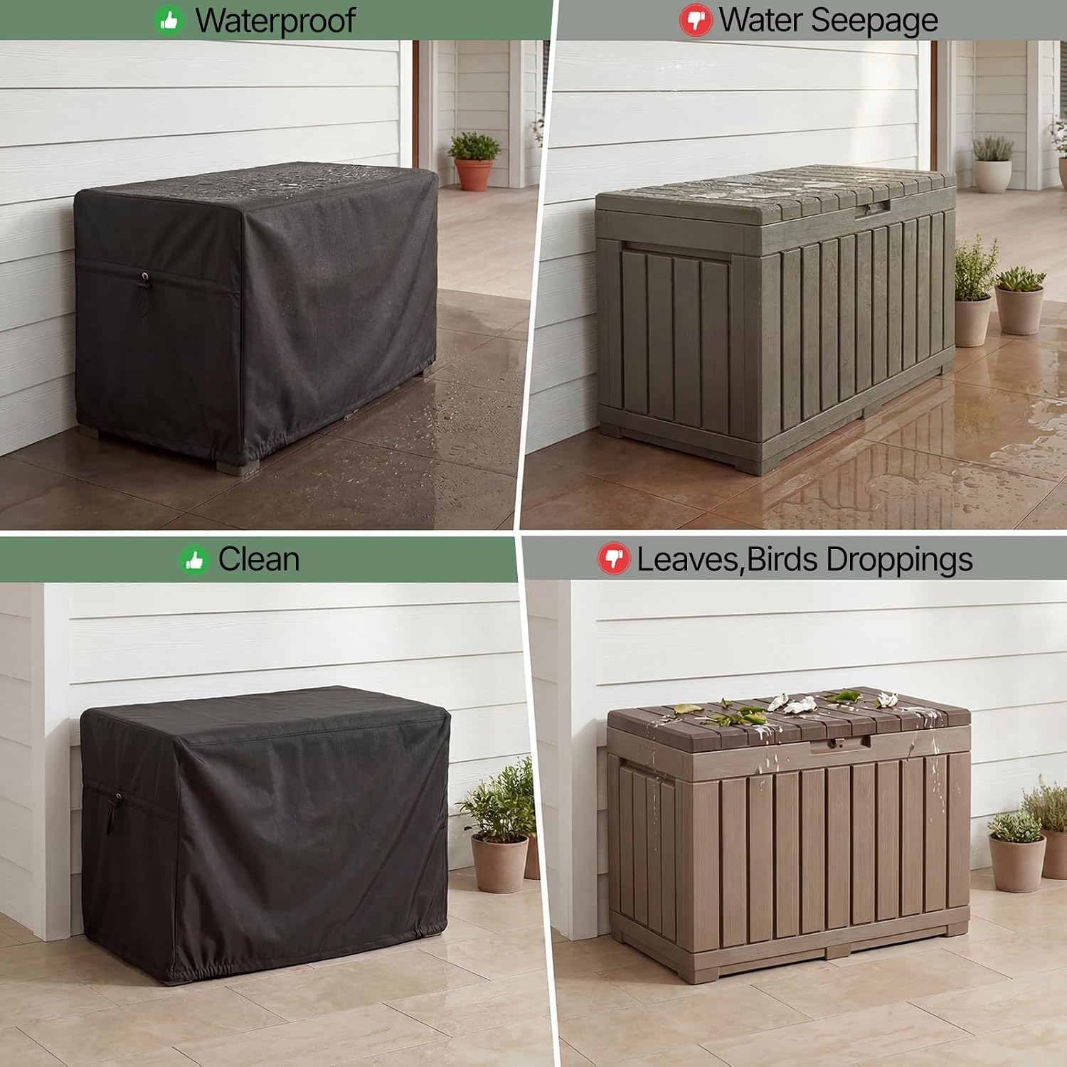 SheeChung Deck Box Cover Waterproof,Heavy Duty 600D Polyester Oxford Covers,Outside Covers for Outdoor Storage Box and Patio Furniture(52" Lx26 Wx26 H)